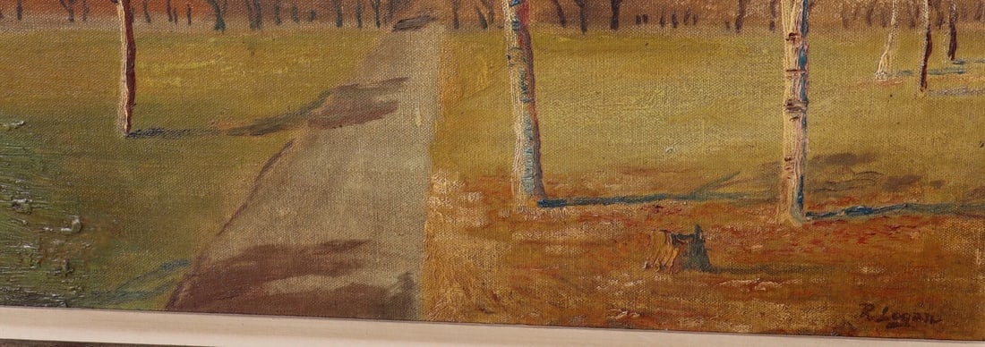 ROBERT HENRY LOGAN Important American Impressionist Autumn Trees by a Road oil - 8