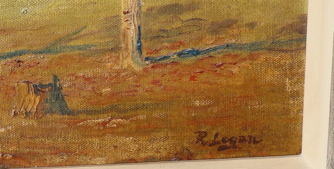 ROBERT HENRY LOGAN Important American Impressionist Autumn Trees by a Road oil - 9