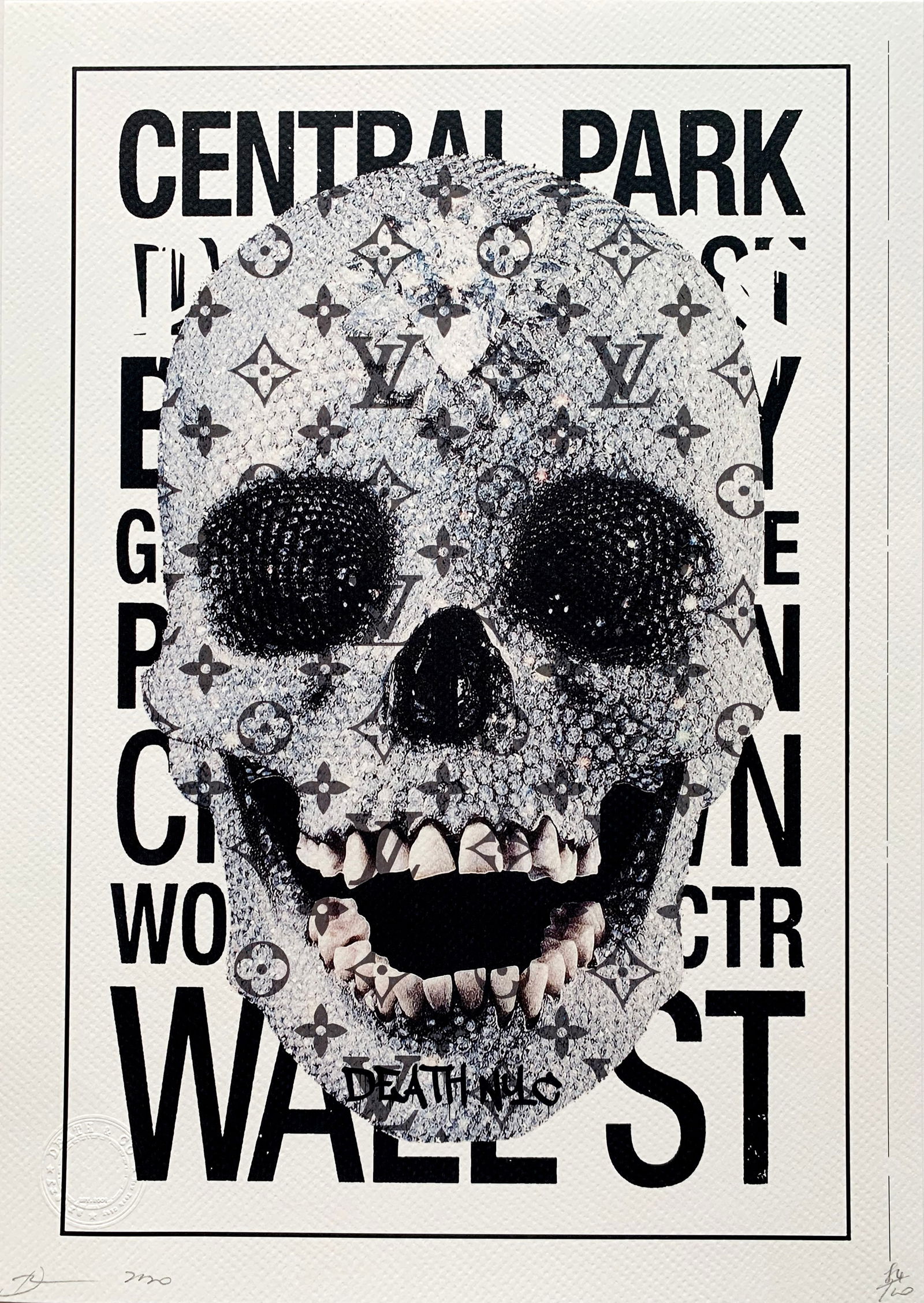 Death NYC Damien Hirst: Title:Death NYC Damien HirstDate/Period:21st CenturyMaterials:Giclee on Fine art 300 gsm paperSize:17 3/4 x 12 1/2 inchesDescription:Artist: Death NYC, limited edition giclee on paper, out of