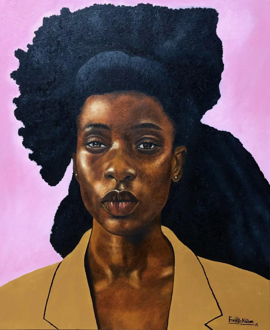 Franklin Ndibam, I Am Not My Hair 2 - 21st Century, Contemporary, Figurative Portrait, Women, 2024 - 4