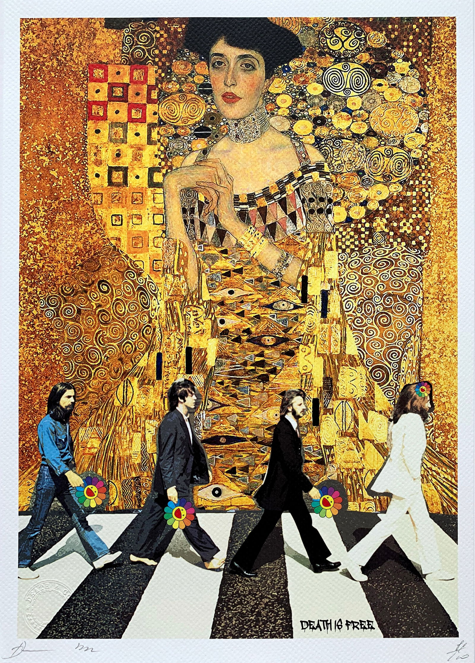 Death NYC Klimt Beatles: Title:Death NYC Klimt BeatlesDate/Period:21st CenturyMaterials:Giclee on Fine art 300 gsm paperSize:17 3/4 x 12 1/2 inchesDescription:Artist: Death NYC, limited edition giclee on paper, out of