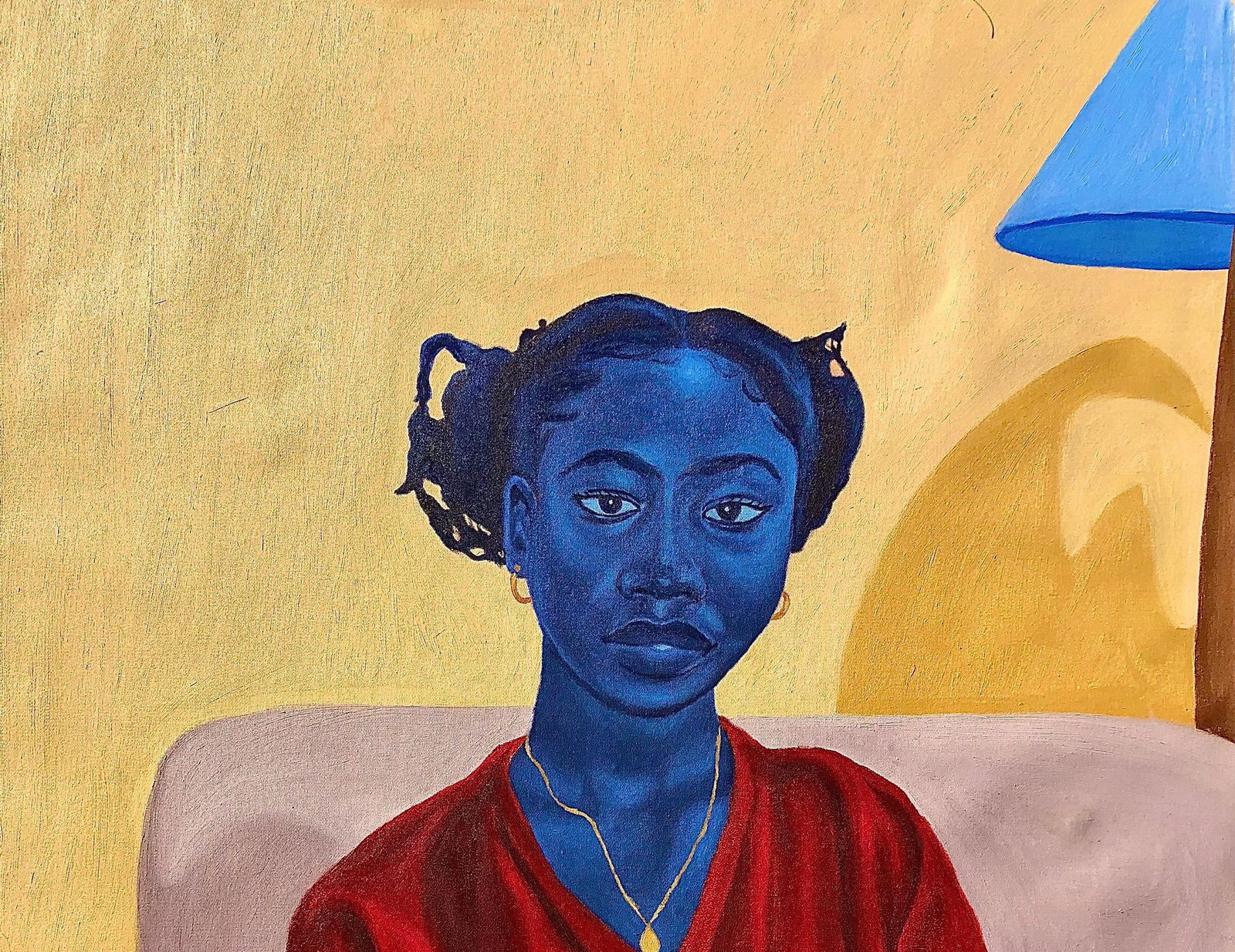 Jason Langa, Lilac Armchair - 21st Century Contemporary Figurative Painting of a Woman in Red, 2023 - 5