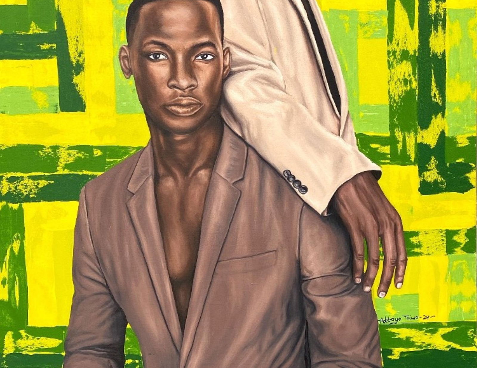 Adebayo Taiwo, Side By Side -21st Century, Contemporary, Figurative Portrait, Men Love, Acrylic, - 7