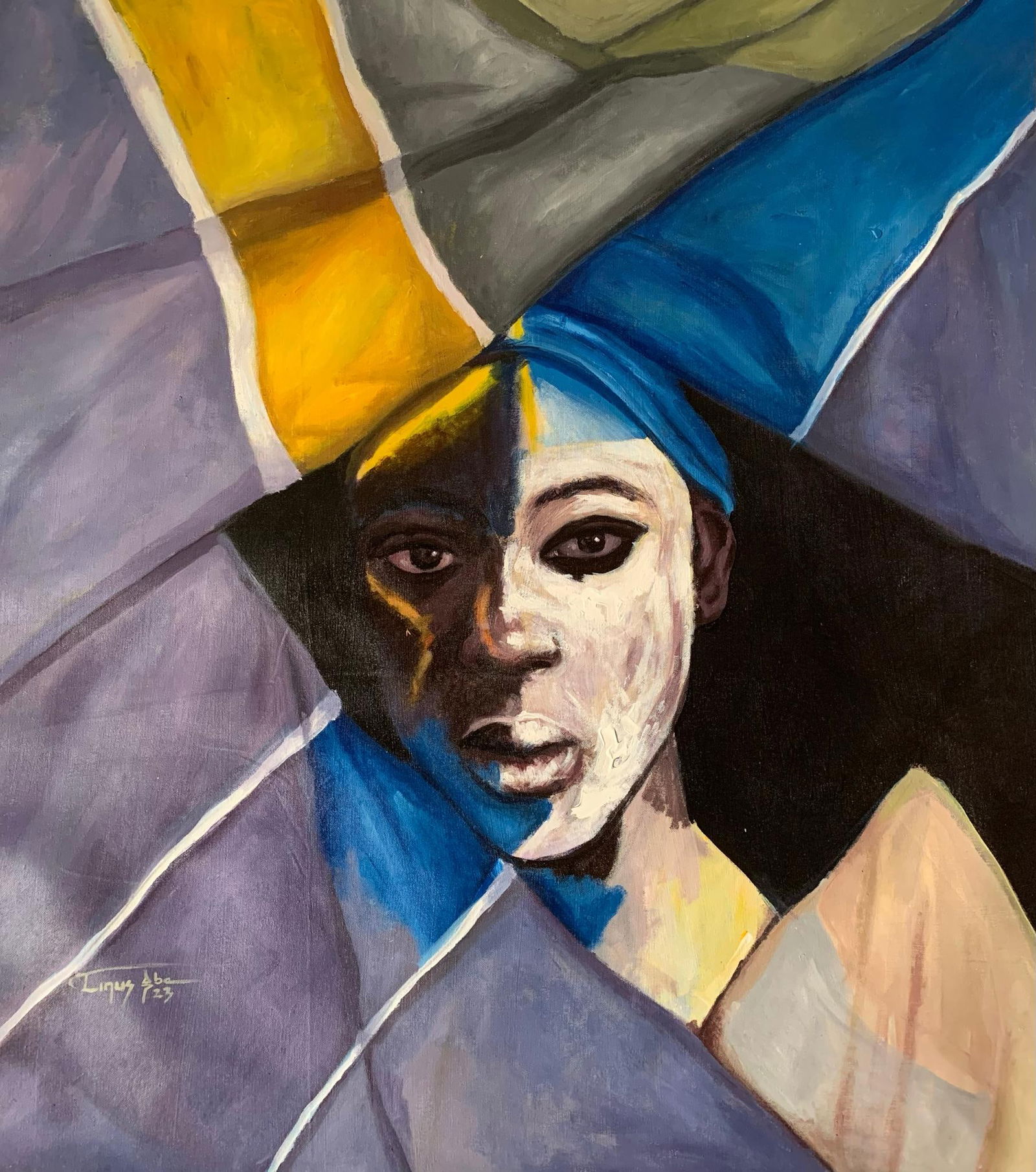 Aba Linus, Finding A Safe Place -21st Century, Contemporary, Figurative Portrait, Colourful, 2023 - 4