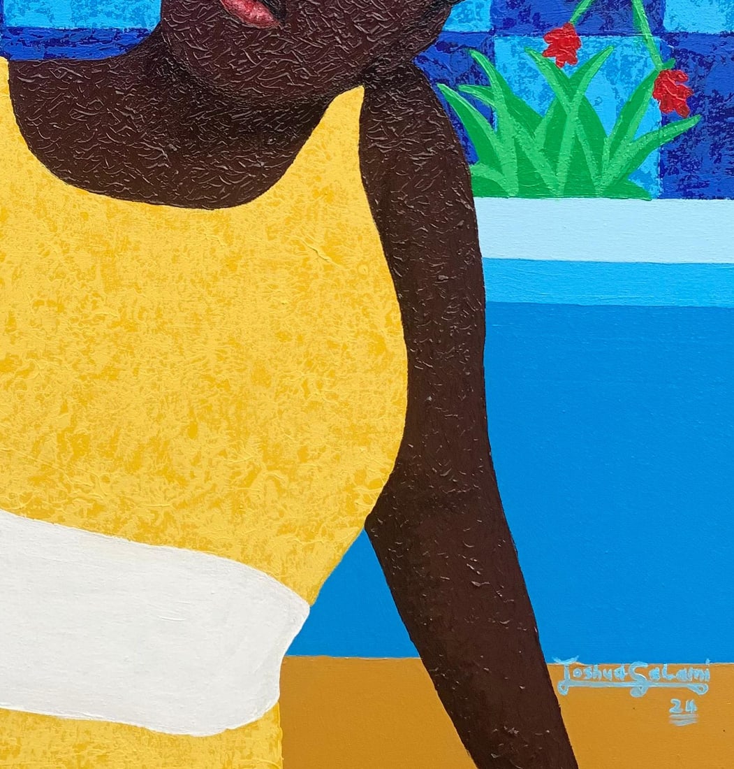 Joshua Salami, At Peace 1 - 21st Century, Contemporary Painting of Woman with Acrylic, Floral, 2024 - 8