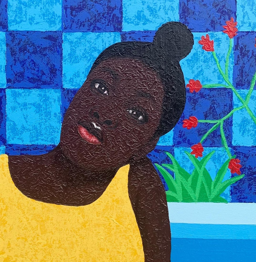 Joshua Salami, At Peace 1 - 21st Century, Contemporary Painting of Woman with Acrylic, Floral, 2024 - 12