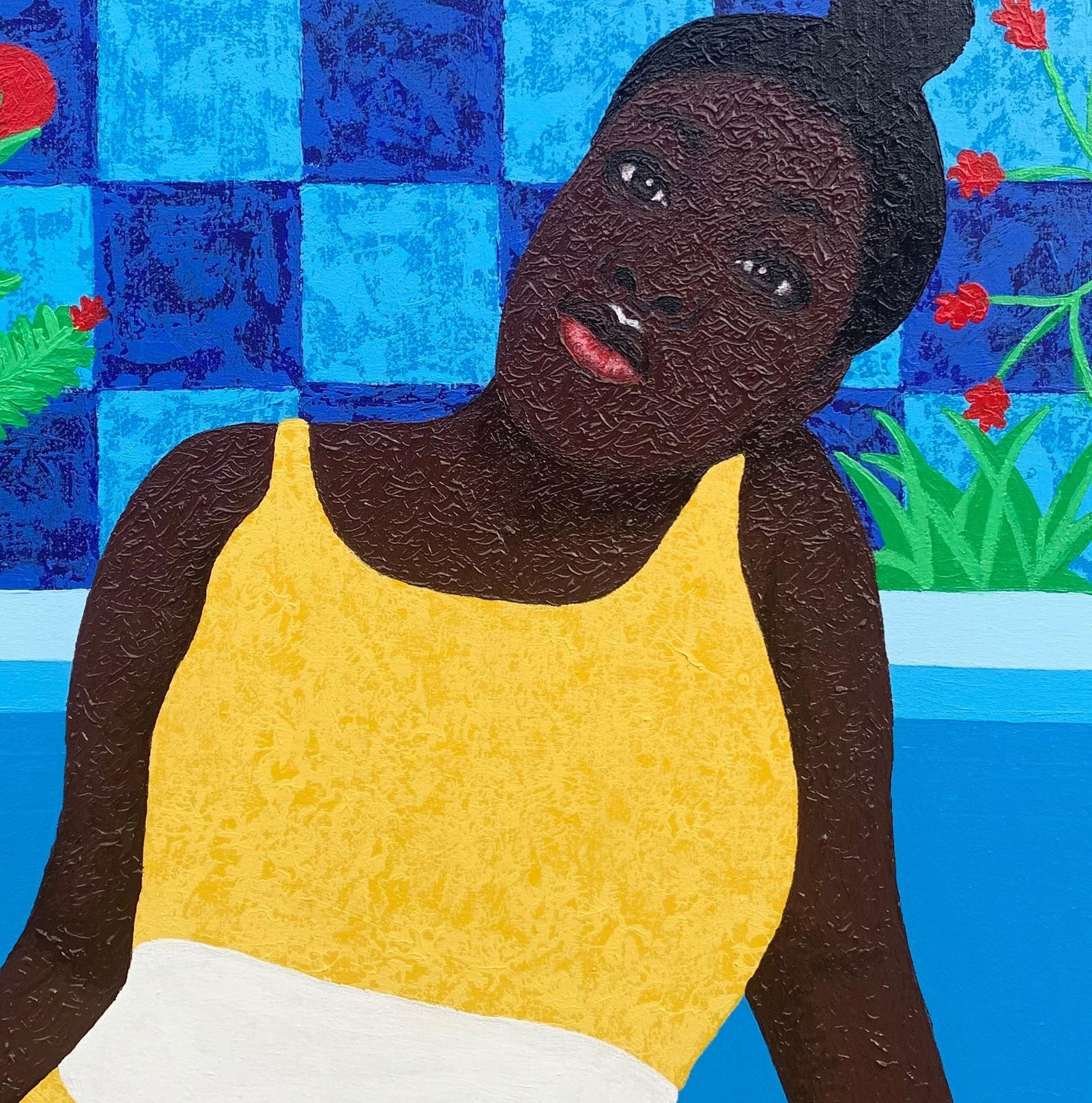 Joshua Salami, At Peace 1 - 21st Century, Contemporary Painting of Woman with Acrylic, Floral, 2024 - 3