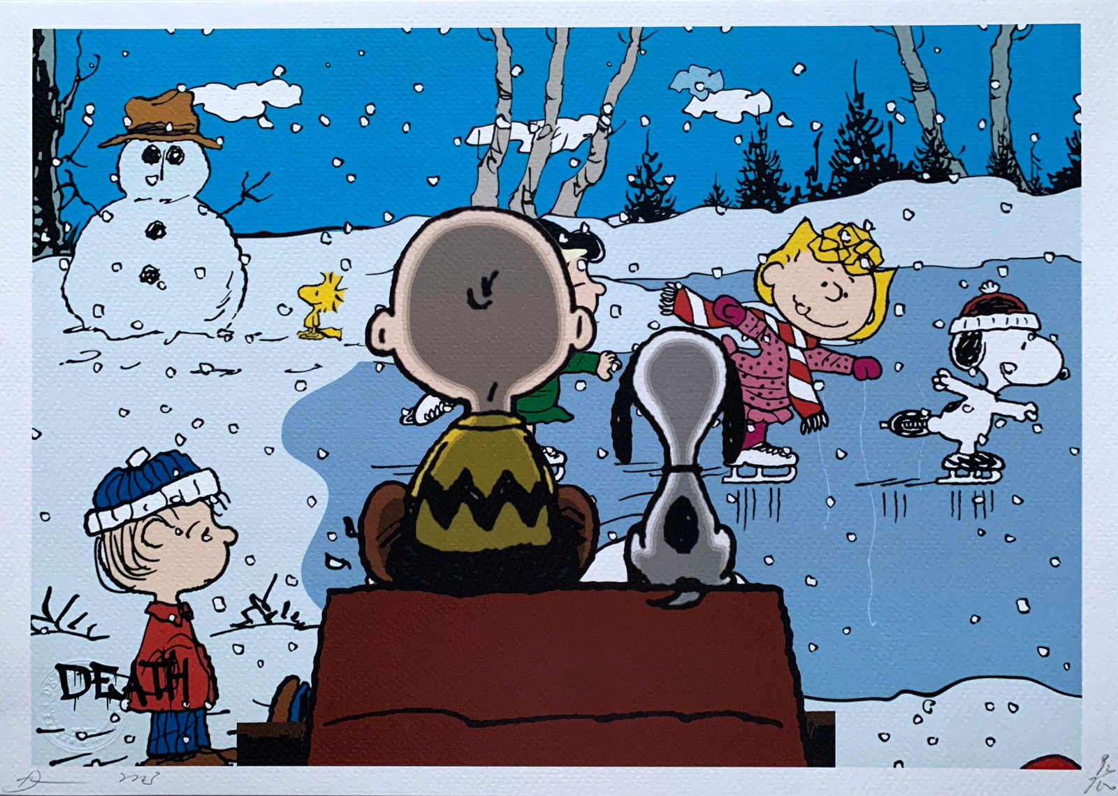 DEATH NYC Snoopy: Title:DEATH NYC SnoopyDate/Period:21st CenturyMaterials:Giclee on Fine art 300 gsm paperSize:17 3/4 x 12 1/2 inchesDescription:Artist: Death NYC, limited edition giclee on paper, out of eddition of