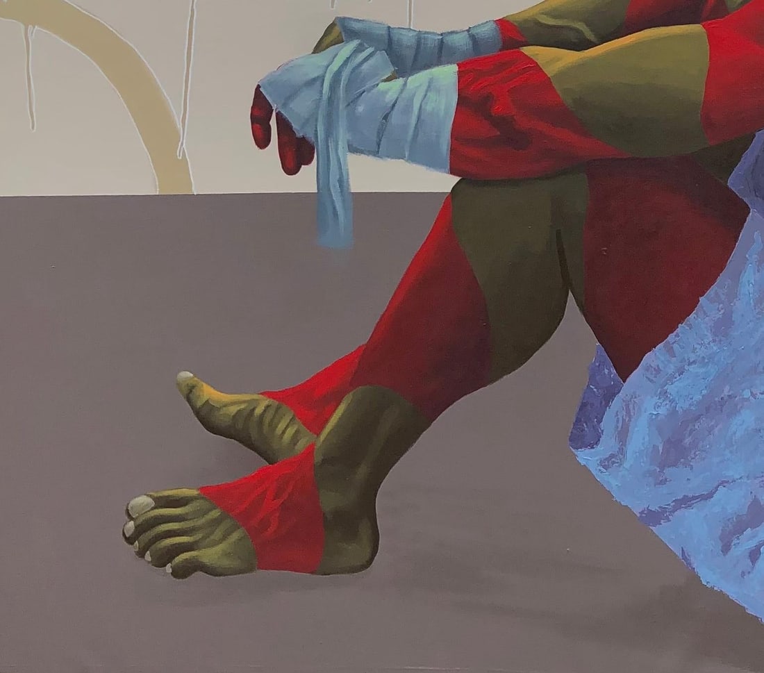 Jayeola Joshua, Dear Dreamer - 21st Century Contemporary Painting of a Young Man Sitting in Red, - 2