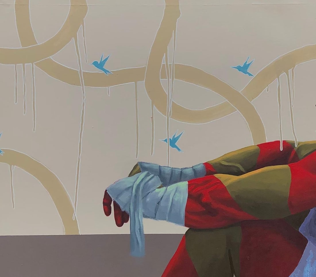 Jayeola Joshua, Dear Dreamer - 21st Century Contemporary Painting of a Young Man Sitting in Red, - 6