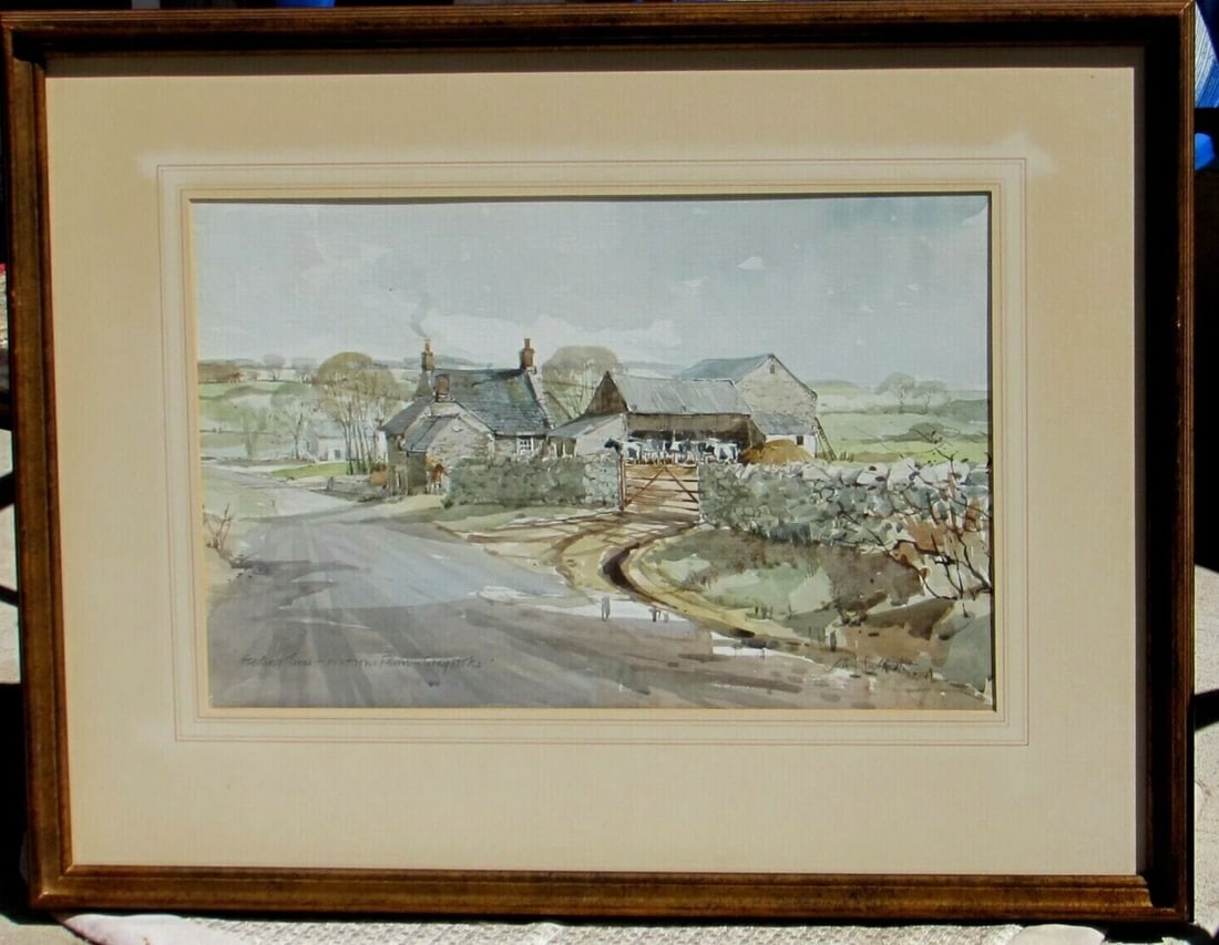 JOHN SUTTON (U.K. born 1935) Feeding Time Watson's Farm Greystoke Watercolor (1 of 6)