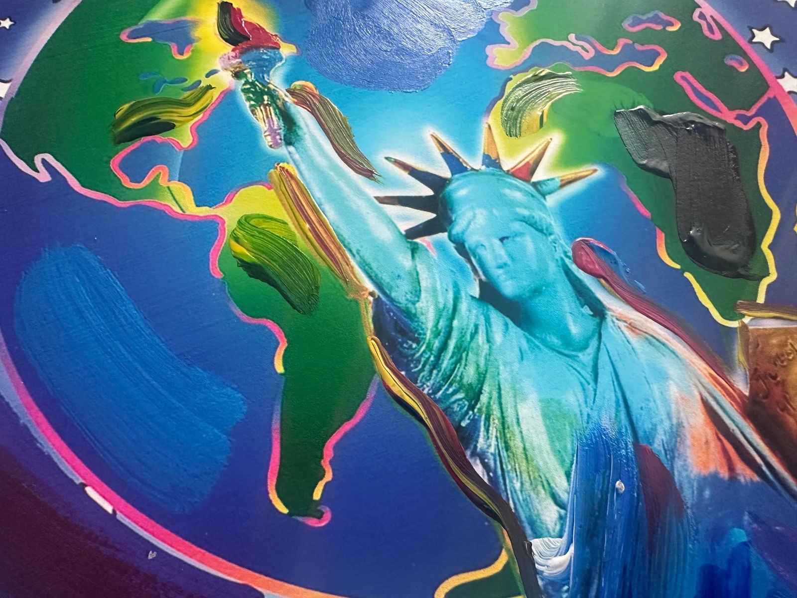 Peter Max Acrylic Painting HAND Painted & Signed Peace On Earth One of a kind Artwork With COA - 4