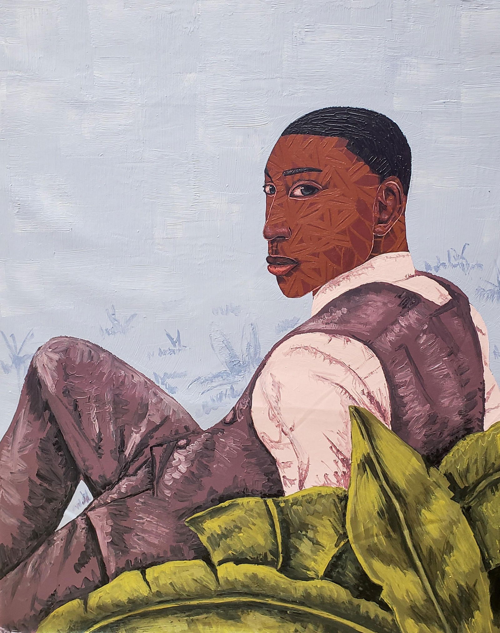 Desmond Akindoju, Framed by Foliage (The Rebirth) - 21st Century, Contemporary, Figurative, Men, - 11