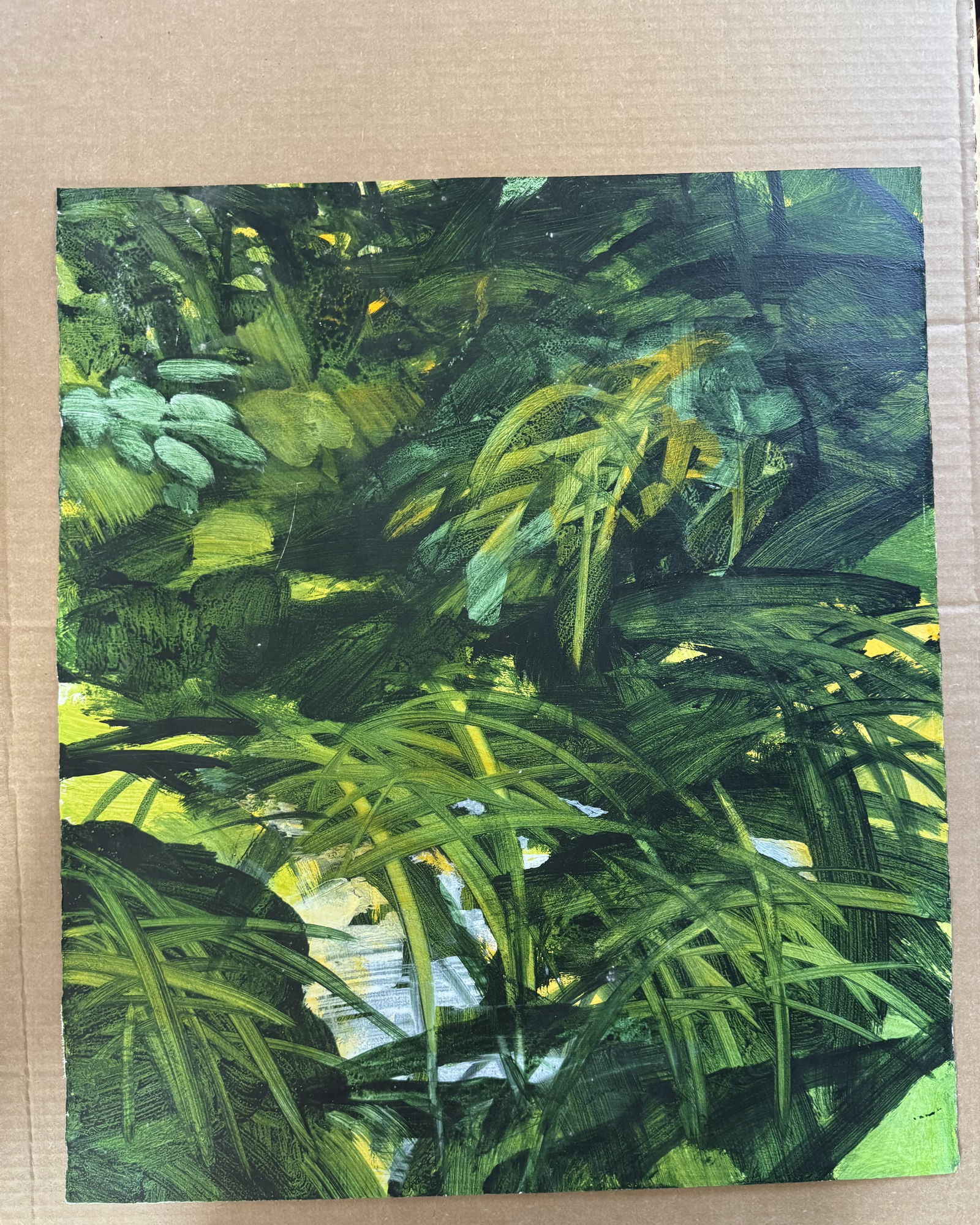 In the manner of David Hockney Painting on woven paper signed dated 87 - 2