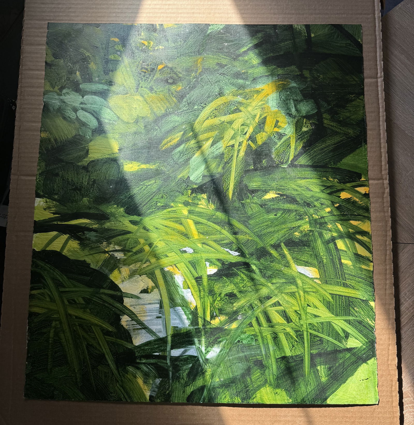 In the manner of David Hockney Painting on woven paper signed dated 87 - 3