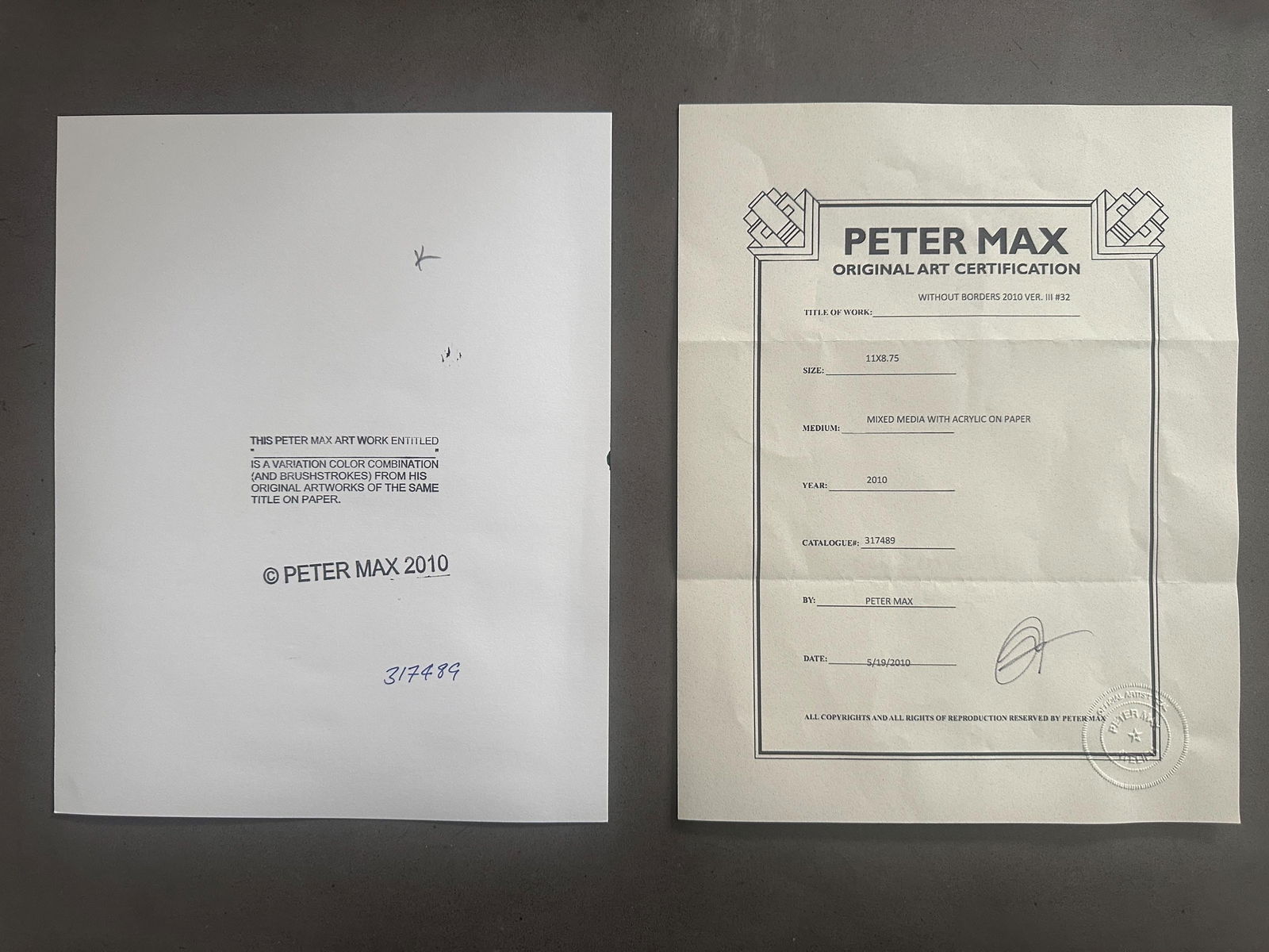 Peter Max Acrylic Painting HAND Painted & Signed Without borders One of a kind Artwork With COA 2 - 5