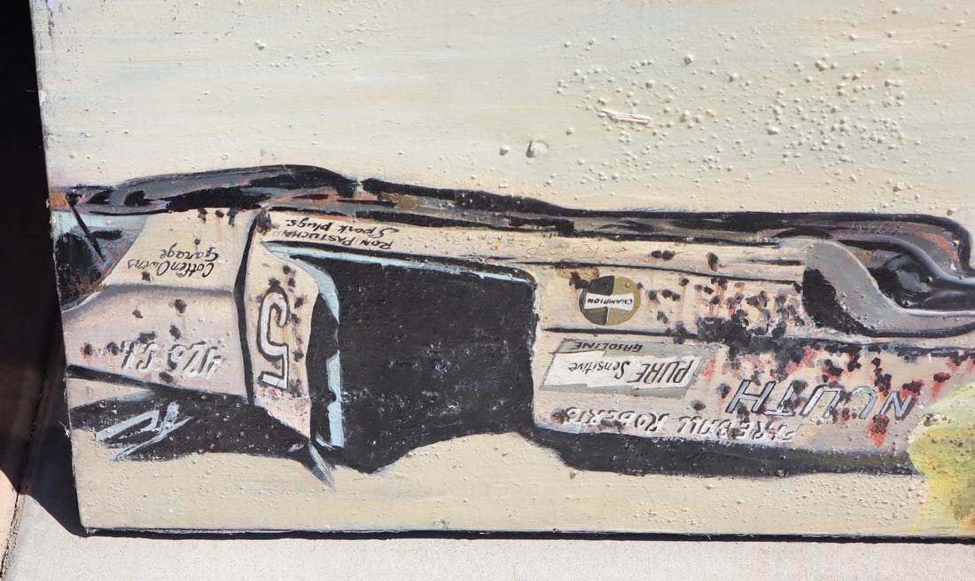 RON "ROMAN" PASTUCHA Modernist Surrealist oil & Mixed Media Amusement Park Scene - 5