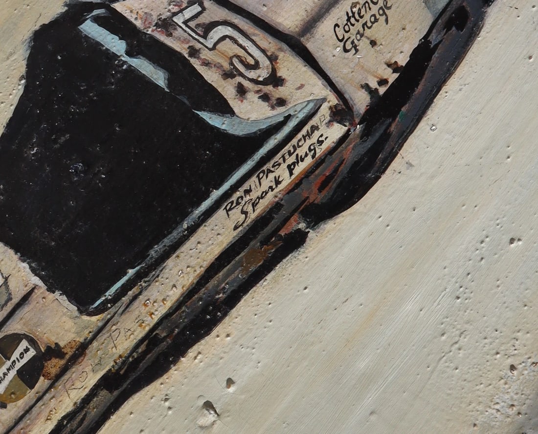 RON "ROMAN" PASTUCHA Modernist Surrealist oil & Mixed Media Amusement Park Scene - 6