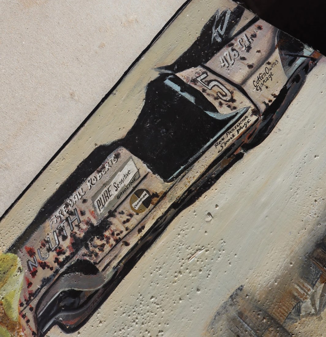 RON "ROMAN" PASTUCHA Modernist Surrealist oil & Mixed Media Amusement Park Scene - 7