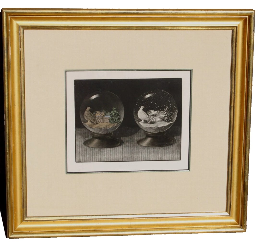 BYRON BRATT Color Mezzotint Etching White Noise 165/195: Title:BYRON BRATT Color Mezzotint Etching White Noise 165/195Description:BYRON BRATT (1952-2020). WHITE NOISE, color mezzotint etching, signed in pencil, from the numbered edition 195, plate 8 x 10",