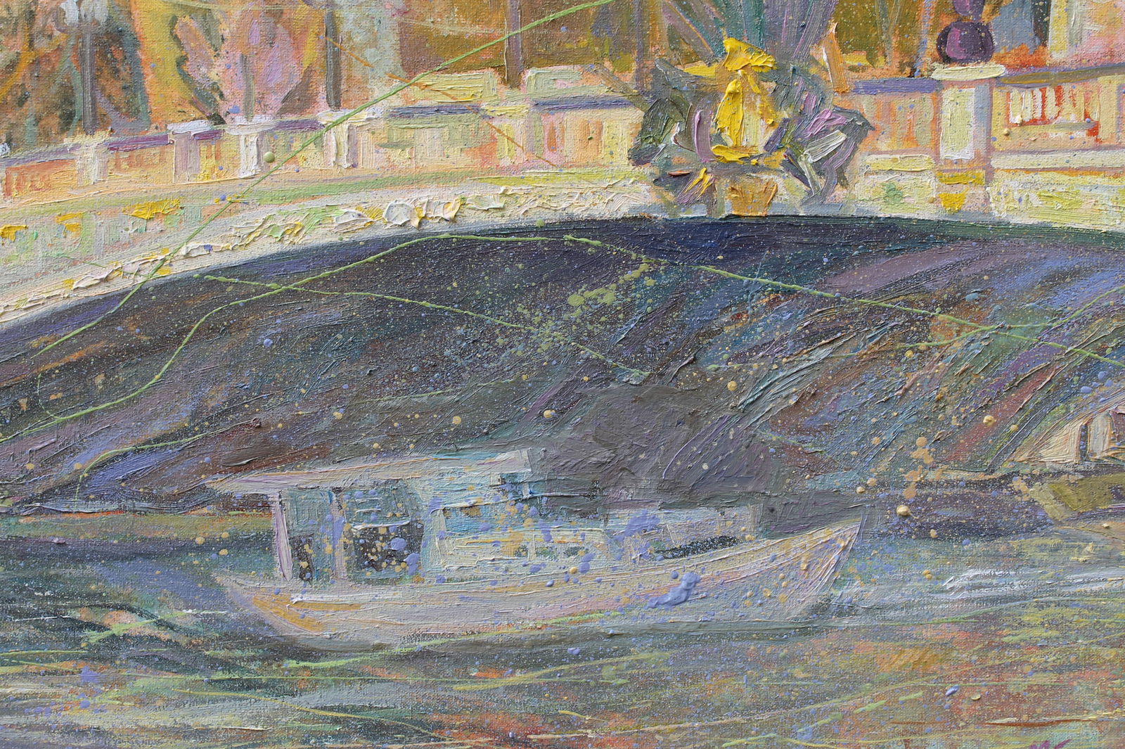 Oil acrylic painting Evening over the Seine Maria Voloschak - 2