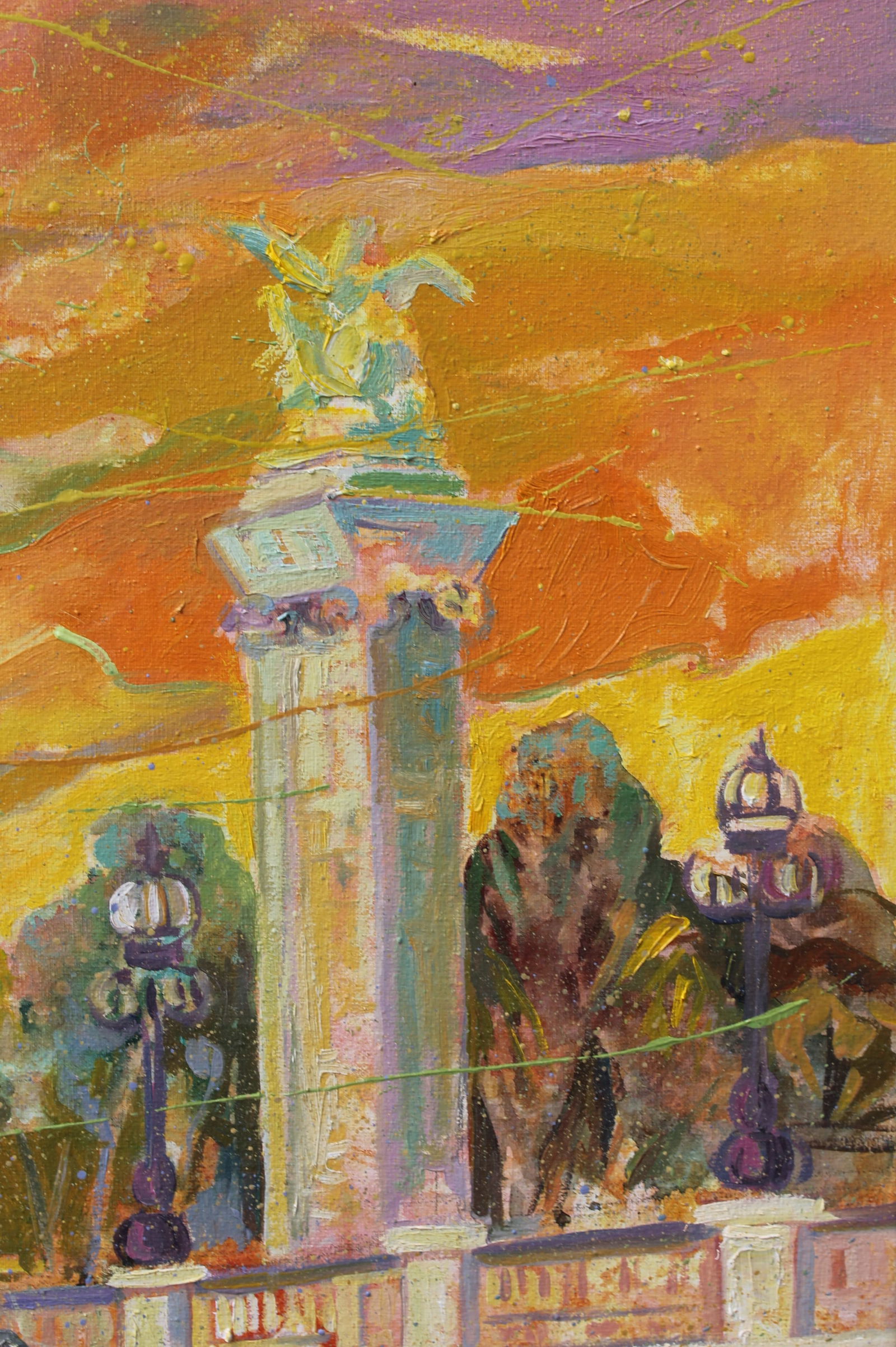 Oil acrylic painting Evening over the Seine Maria Voloschak - 4