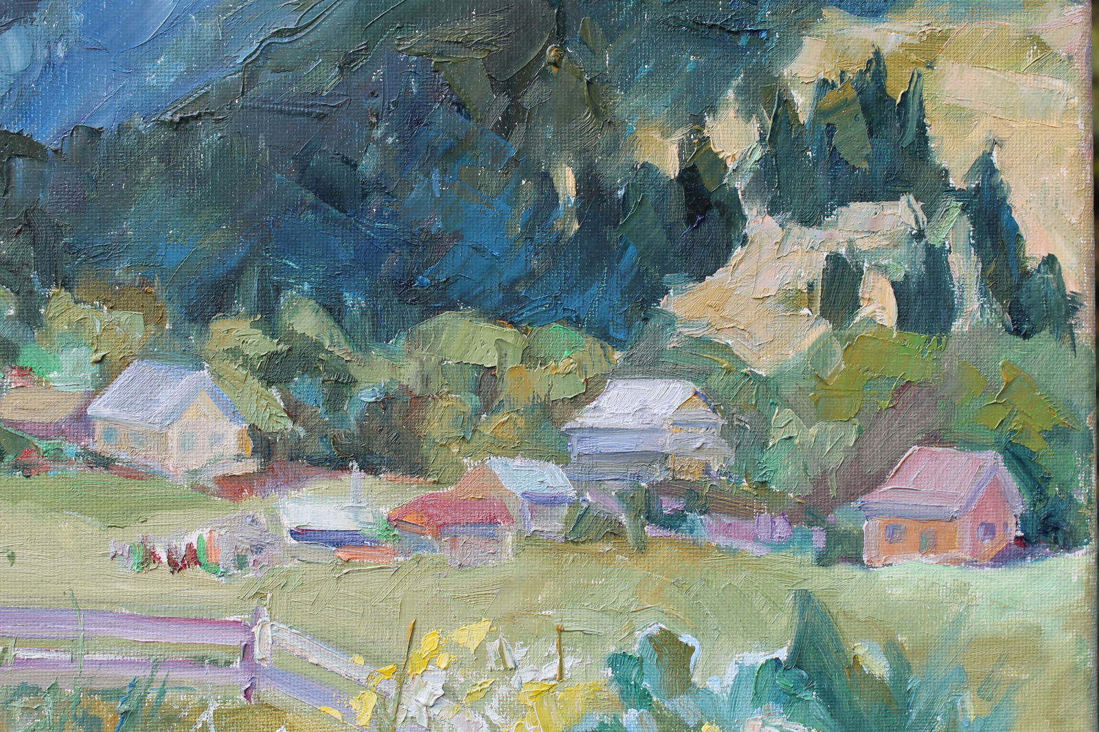 Oil painting The mountains are smoking Maria Voloschak - 2