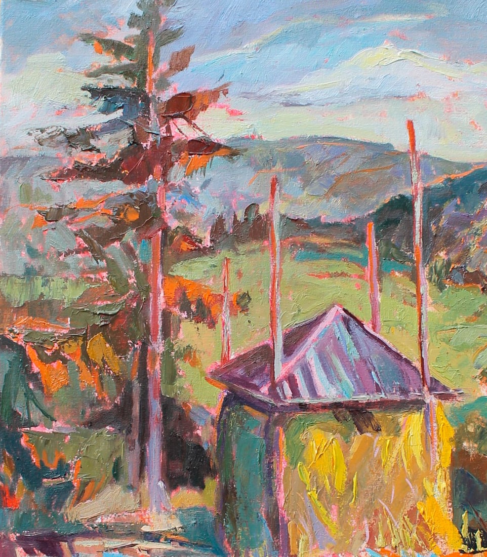 Oil acrylic painting Carpathian autumn Maria Voloschak - 6