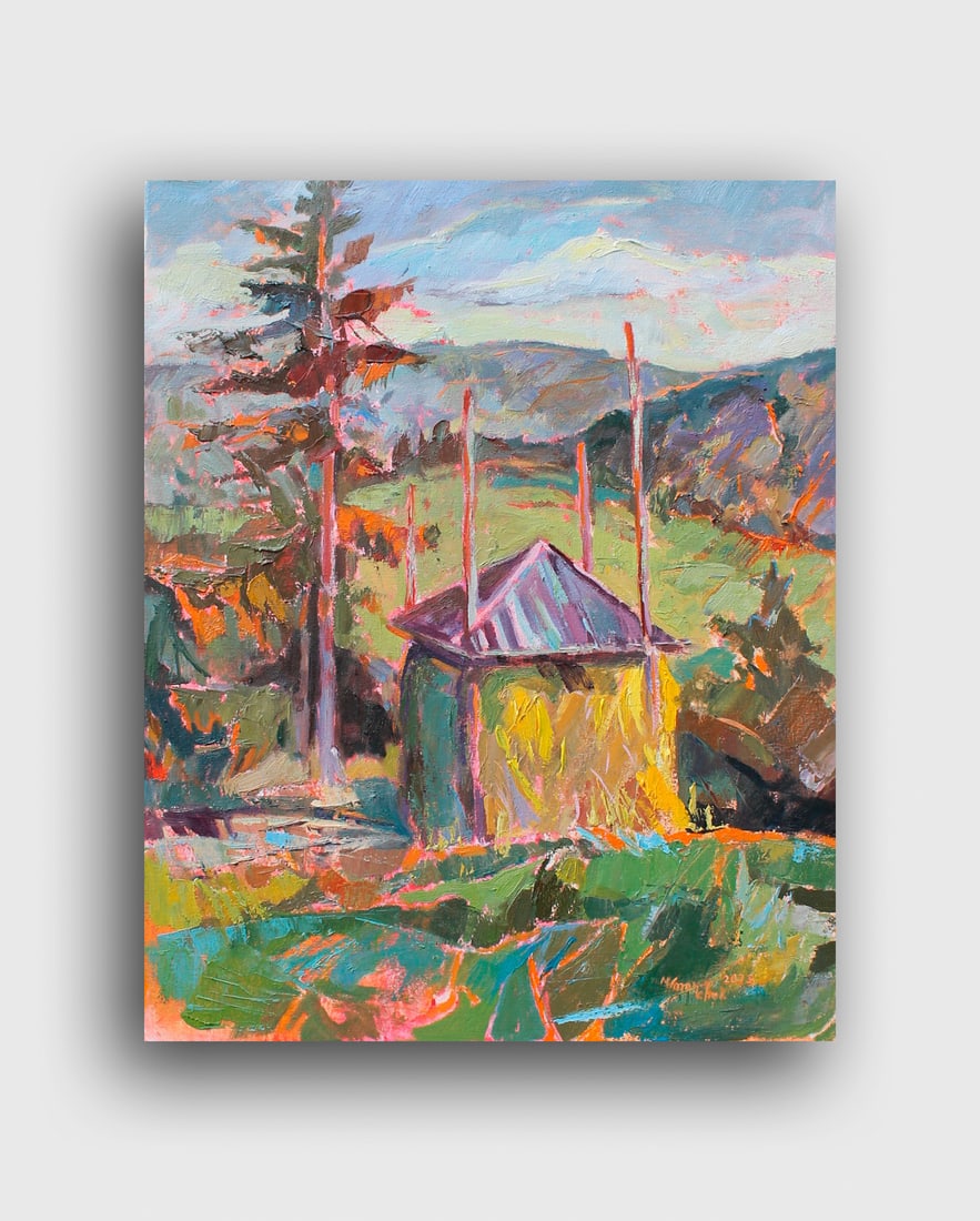 Oil acrylic painting Carpathian autumn Maria Voloschak - 7