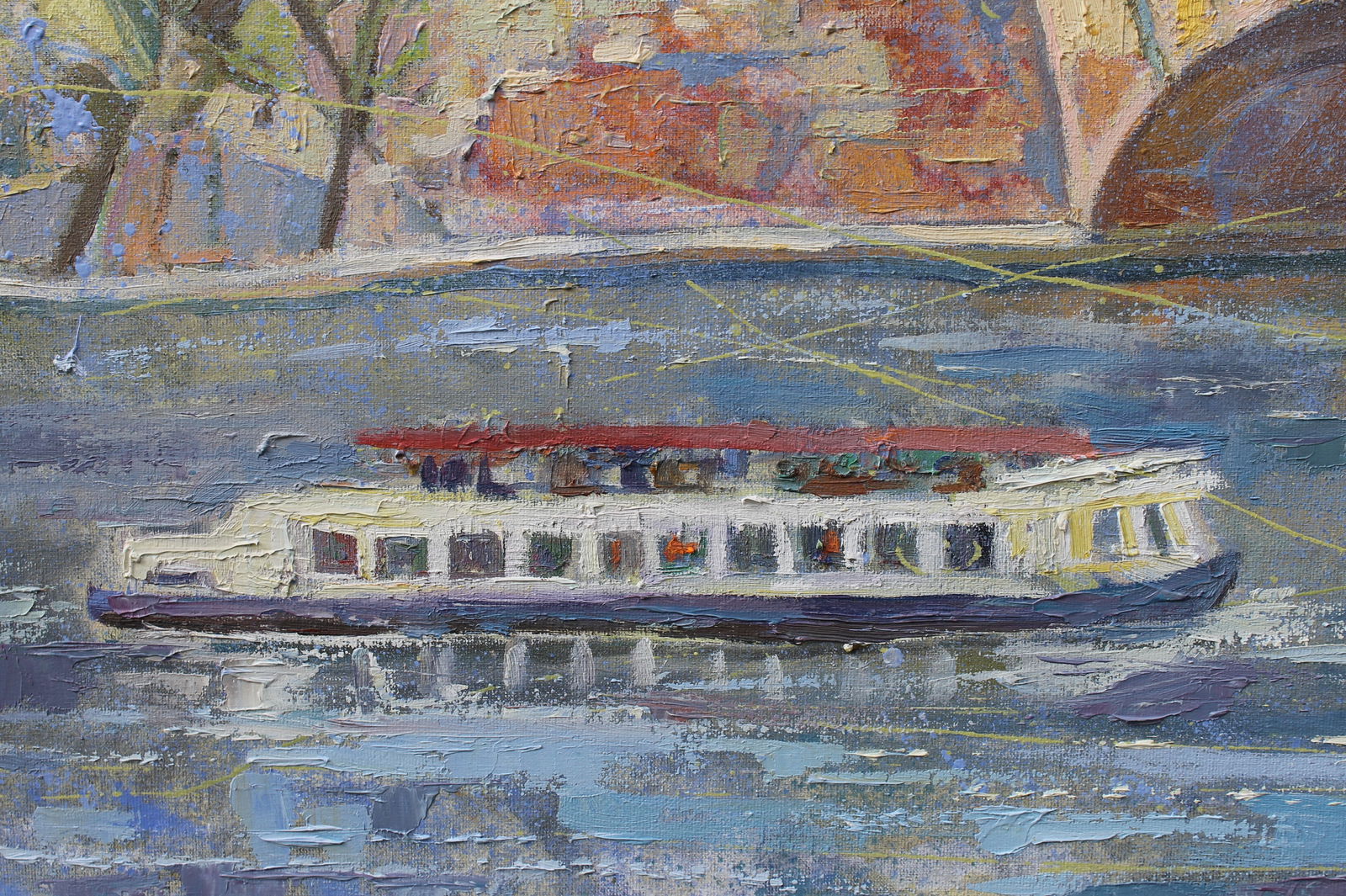 Oil acrylic painting Louvre over the Seine Maria Voloschak - 9