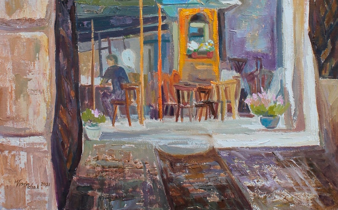 Oil painting Lviv courtyard Maria Voloschak - 3
