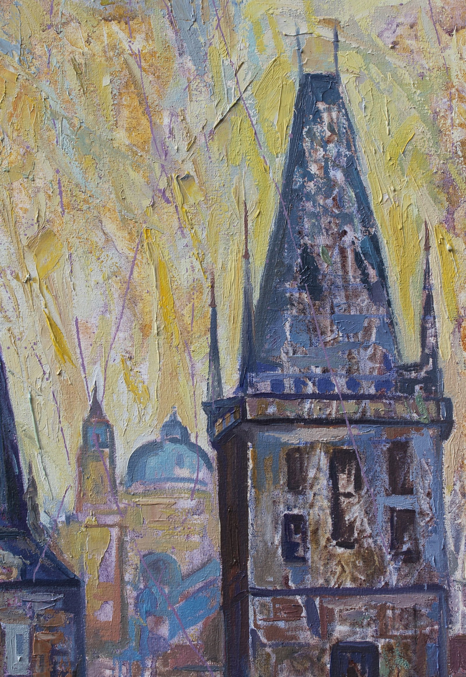 Oil acrylic painting Prague. Charles Bridge Maria Voloschak - 3