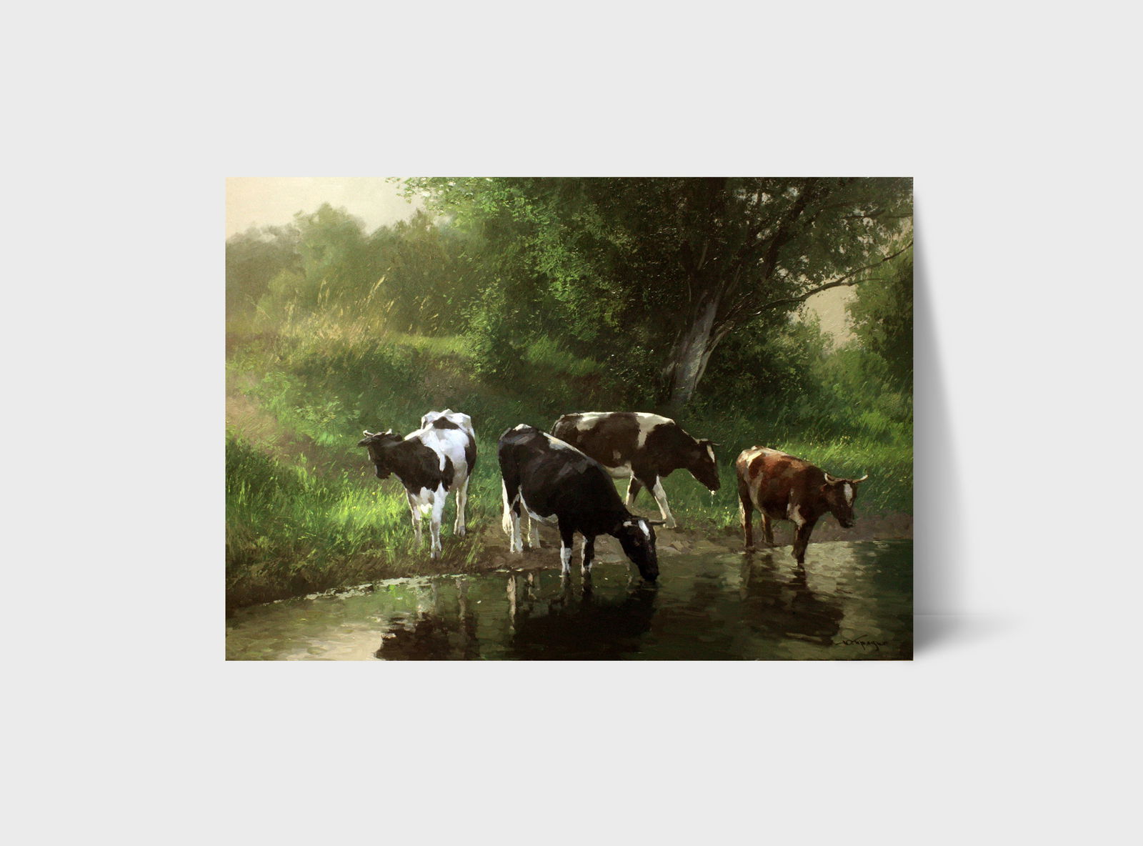 Oil painting Watering hole Ukrainian painter - 2