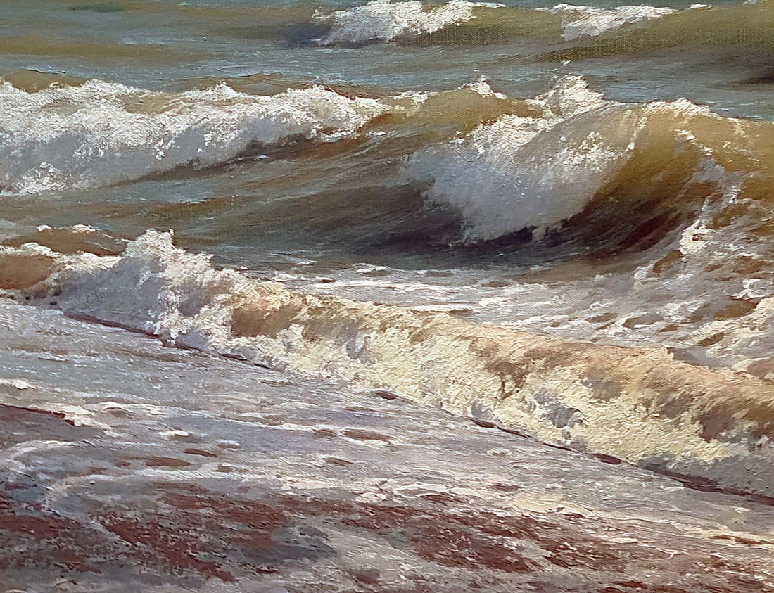 Oil painting Troubled sea Ukrainian painter - 11