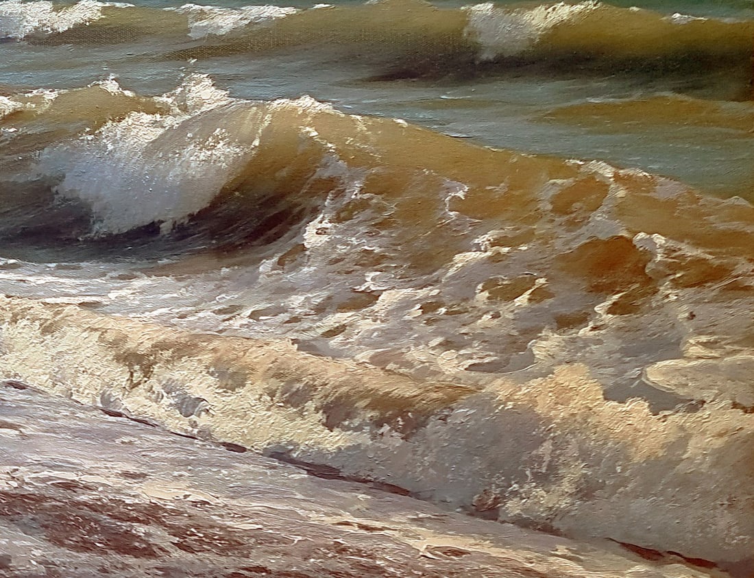 Oil painting Troubled sea Ukrainian painter - 12
