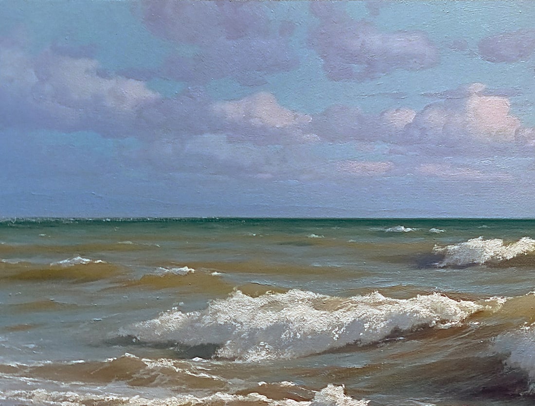 Oil painting Troubled sea Ukrainian painter - 4
