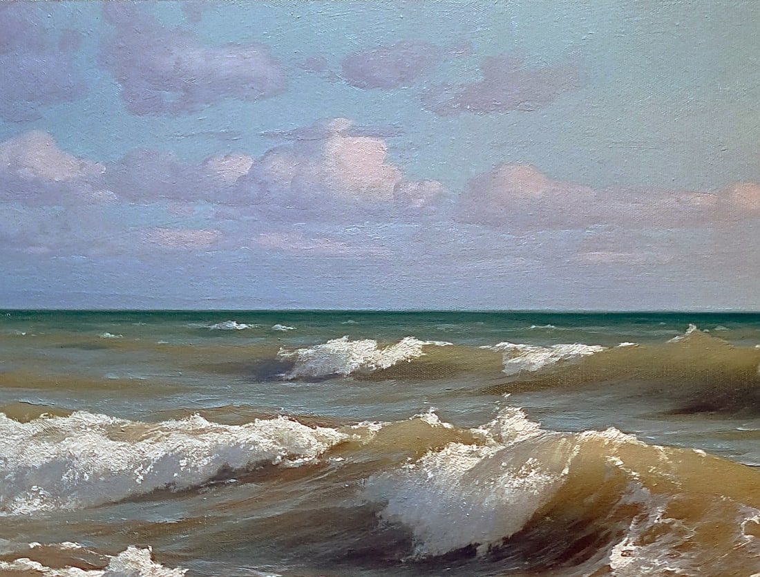Oil painting Troubled sea Ukrainian painter - 5
