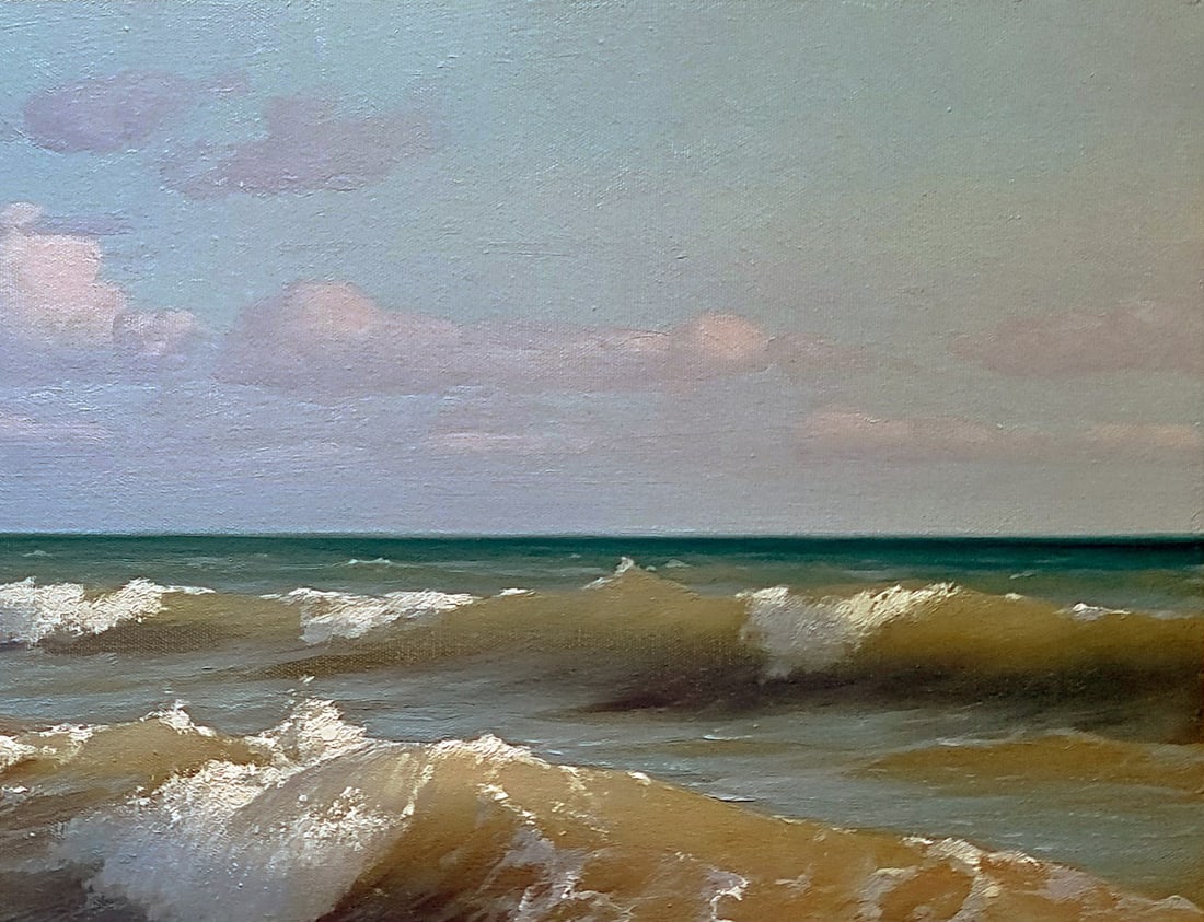 Oil painting Troubled sea Ukrainian painter - 6