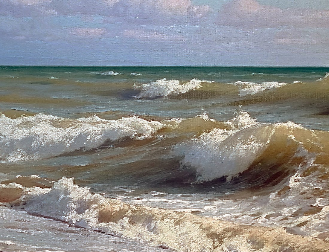 Oil painting Troubled sea Ukrainian painter - 8