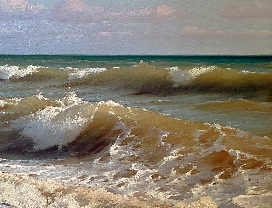 Oil painting Troubled sea Ukrainian painter - 9