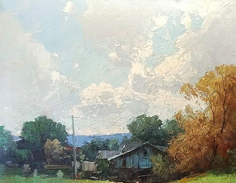 Oil painting The edge of the village Ukrainian painter - 2