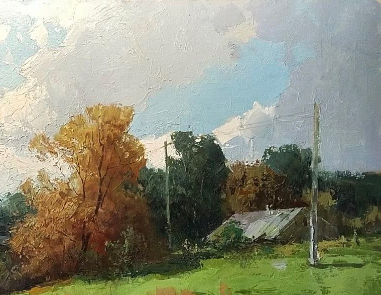 Oil painting The edge of the village Ukrainian painter - 3