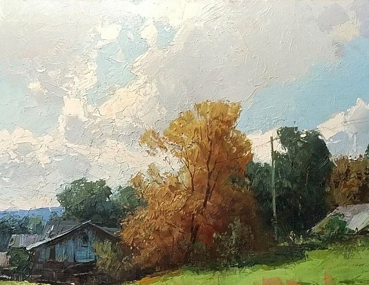 Oil painting The edge of the village Ukrainian painter - 6