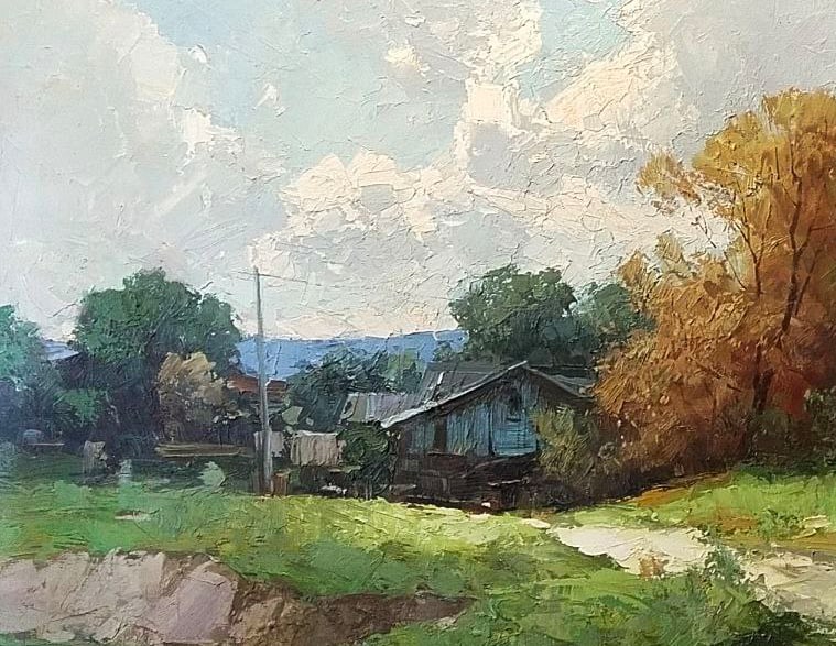 Oil painting The edge of the village Ukrainian painter - 8