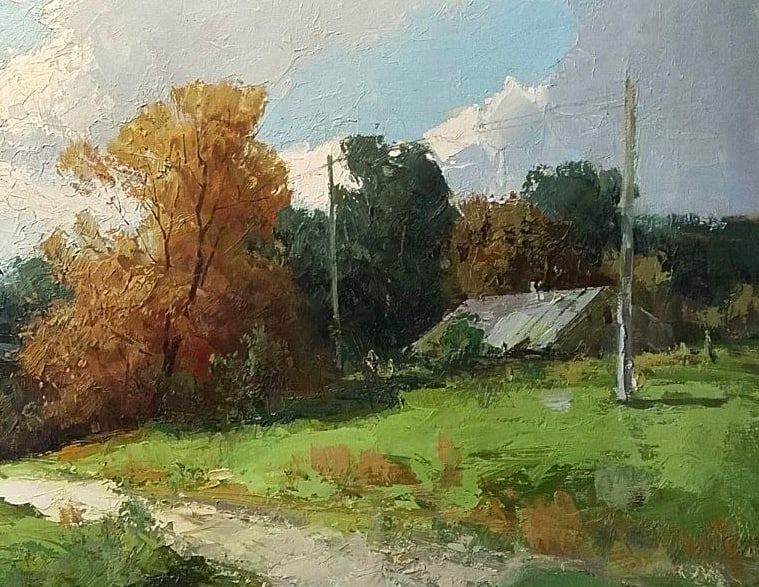 Oil painting The edge of the village Ukrainian painter - 9
