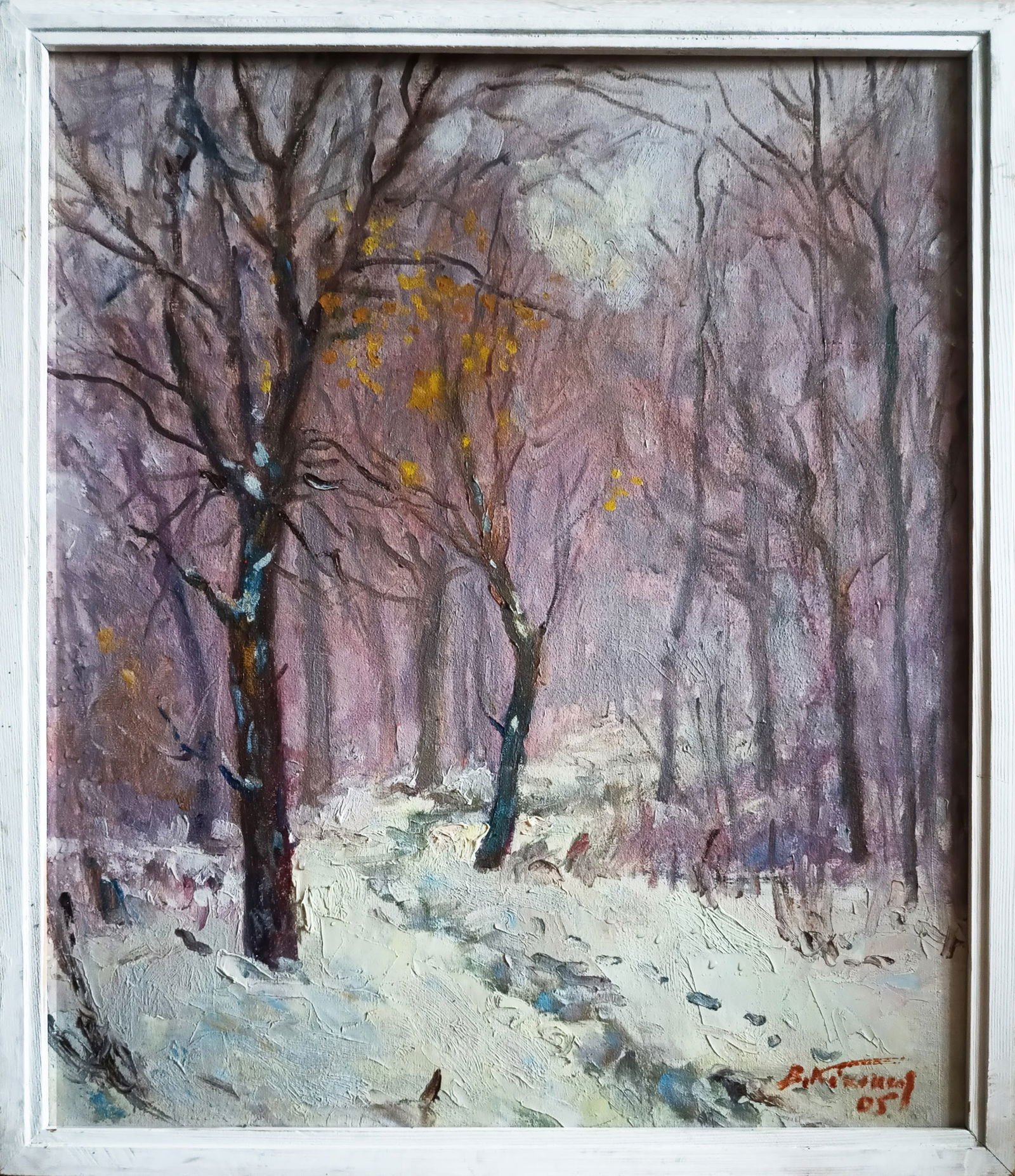 Oil painting Frost by honored painter Ukrainian Vasyl K.: Title: Oil painting Frost by honored painter Ukrainian Vasyl K. Description: 11Kv Painter: Vasyl K. Size: 72.2x62.2 cm/ 28.54x27.55 inches Components: oil, canvas Original painting CONDITION: