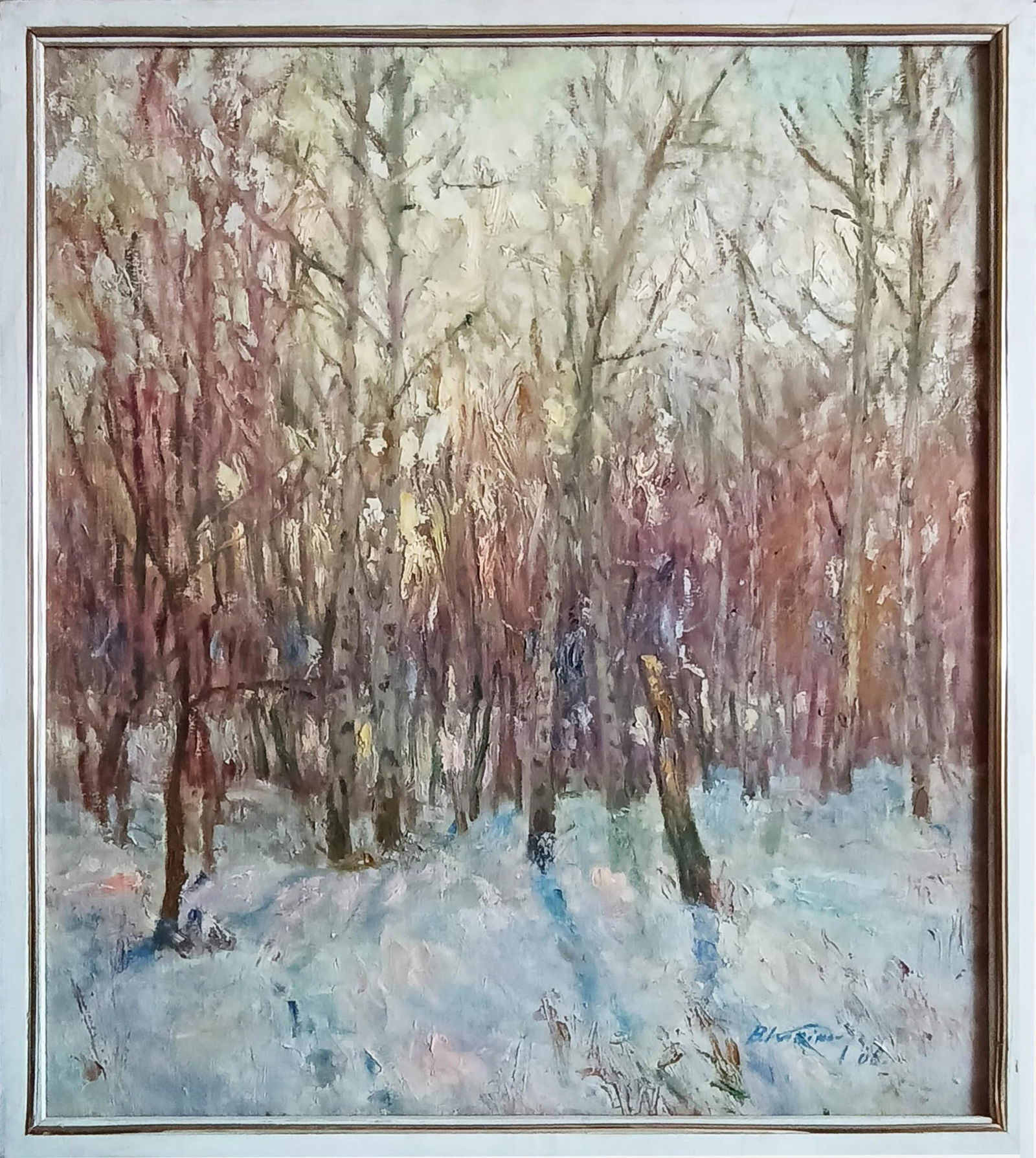 Oil painting Winter by honored painter Ukrainian Vasyl K.: Title: Oil painting Winter by honored painter Ukrainian Vasyl K. Description: 15Kv Painter: Vasyl K. Size: 72x61 cm/ 28.34x24.01 inches Components: oil, canvas Original painting CONDITION: exellent