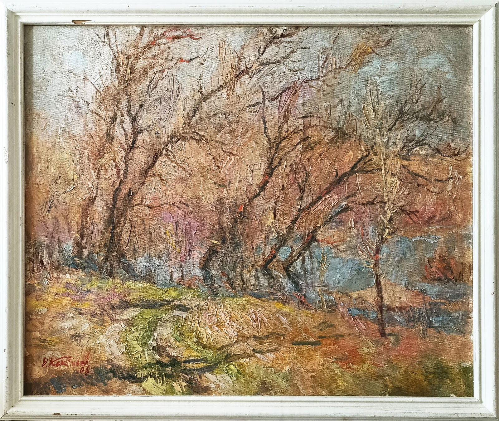 Oil painting Larks by honored painter Ukrainian Vasyl K.: Title: Oil painting Larks by honored painter Ukrainian Vasyl K. Description: 18Kv Painter: Vasyl K. Size: 61x72 cm/ 24.01x28.34 inches Components: oil, canvas Original painting CONDITION: exellent ERA