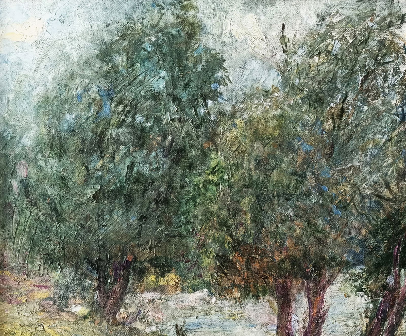 Oil painting Trees by the river by honored painter Ukrainian Vasyl K. - 3