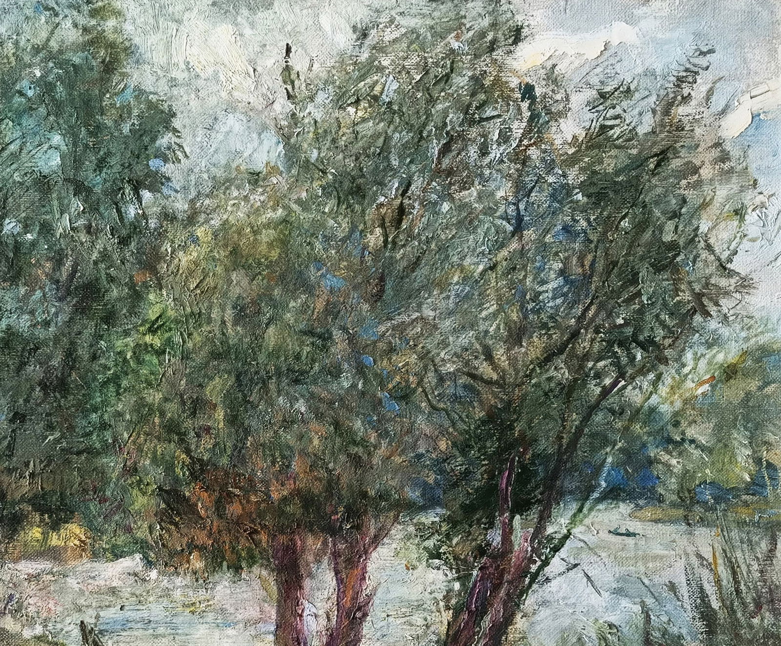 Oil painting Trees by the river by honored painter Ukrainian Vasyl K. - 4